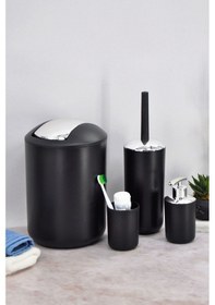 Resim Banyo Aksesuar Seti, Çöp Kovası Seti Siyah 