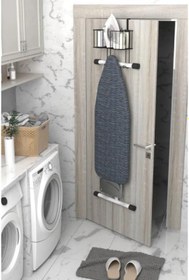 Resim Airon Kapı Arkası Ütü Masası Askısı Ütü Düzenleyici Raf Ütü Sepeti Ütü Masası Tutucu Siyah 