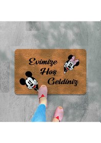 Resim Dijital Baskılı Kapı Önü Paspas Hoşgeldiniz Çok Amaçlı Iç Ve Dış Kapı Paspası Siyah 