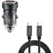 Resim Livx Transparent 45W Pd/qc Mini Araç Şarj Cihazı ve 3 Metre Hızlı Şarj ve Data Kablosu 