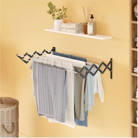 Resim Akordiyon Çamaşır Kurutmalık - Duvara Monte, Katlanabilir Çamaşırlık 100 cm Antrasit 