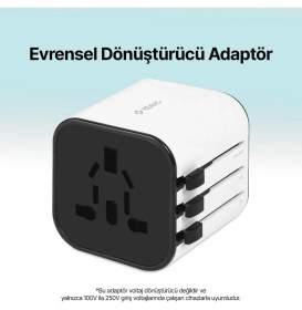 Resim Ttec 3in1 Akım ve Isı KORUMALI10A/250V Amerikan/avrupa/ingiliz Tipi Priz Çevirici Seyahat Şarj Aleti 