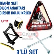 Resim gürlerotoaksesuar Trafik Seti+bijon Anahtarı+1,5 Ton Cıcır Kollu Kriko 3lu Set 
