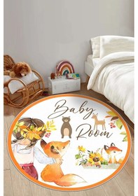 Resim West Home Makinede Yıkanabilir Kaymaz Taban Leke Tutmaz Yuvarlak Çocuk Halısı Oyun Matı Wh 556 Orange Yuvarlak Turuncu 