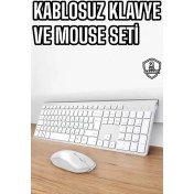Resim Buğz Beyaz Kablosuz Klavye Fare Seti Kablosuz Fare USB Alıcı Pc Uyumlu 