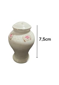Resim 2 Li Lale Porselen Yaldızlı Tuzluk Biberlik 120ml Beyaz 