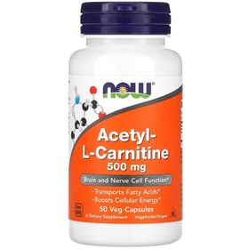 Resim NOW Foods Acetyl-L Carnitine 500 mg Amino Acid Brain And Nerve Cell Function 50 Veg Capsules 