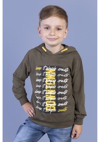 Resim Toontoy Kids Toontoy Erkek Çocuk Kapüşonlu Baskılı Sweatshirt Haki 