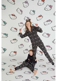 Resim Hello Kitty Kız Çocuk Siyah Kız Uzun Kol Pamuklu Pijama Takımı Renklı 