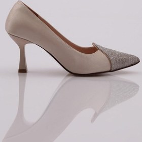 Resim Dgn 639 Kadın Önü Taşlı Topuklu Ayakkabı 639-1510-R2877 Bej 