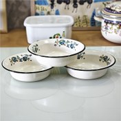 Resim 3'lü Set Vintage Çiçekli Emaye Kase - Kalın, Çizilmeye Dayanıklı Çorba & Erişte Servis Tabakları Mutfak ve Yemek Odası İçin 
