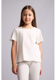 Resim Defacto Regular Fıt Ribana 2li Pijama Takımı Kız Çocuk H5513a826smer98 Ekru-er98 