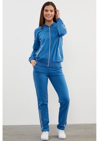 Resim Sim Şerit Detaylı Eşofman Takım - Mavi 001 