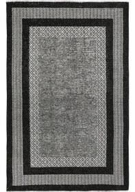 Resim Moretti Nordi Çerçeve Desenli Yıkanabilir Salon Mutfak Yolluk Siyah Dokuma Modern Halı 