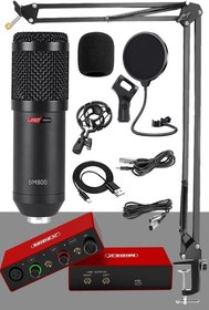 Resim LASTVOİCE Midex Glx Paket-3 BM800 Mikrofon + Stüdyo Ses Kartı + Stand + Filtre 
