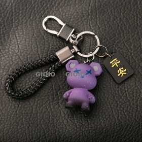 Resim Silver1 Zarif Anti-Kayıp Araba Anahtarlık Okul Çantası Çekicilik Bebek Yaratıcı Erkek ve Kadın Çift Yıldız Ayı Anahtarlık (Yurt Dışından) 