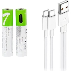 Resim Type-c Şarjlı Li-ion Aaa İnce Pil 1.5v 750mwh 2li Paket 