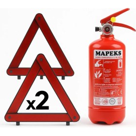 Resim Araç Yangın Tüpü 1 kg ve 2 Adet Reflektör Oto Muayene Seti 