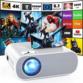 Resim Hompow 1080p Full HD 9500 Lümen Bluetooth Projektör 