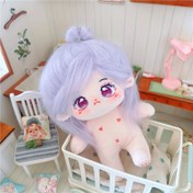 Resim 1 adet Çok Renkli Polyester Lif Dolması Bebek, 19.99cm Açık Mor Saç, Kemikli veya Kemiksiz Koleksiyonluk, Kendin Yap Makyaj & Giyim, İdeal Doğum Günü Hediyesi, Dolması Hayvanlar 