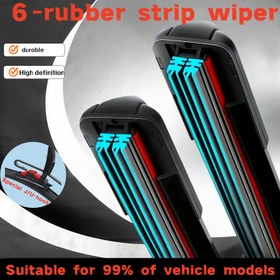 Resim 6 Katmanlı Kauçuk Cam Sileceği - Yüksek Çözünürlük, Sessiz ve Dayanıklı, J/U-Tipi Kanca Tipi Süpürgeler İçin Uygun, Tam Boyut Aralığı: 14 ila 71.12 cm / Temel Araç Aksesuarı 