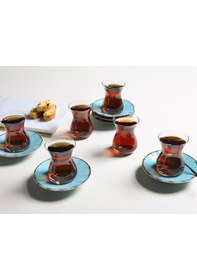 Resim Porland Seasons Turkuaz 12 Parça 6 Kişilik Çay Takımı Turkuaz 