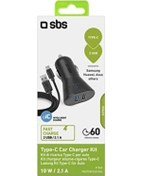 Resim SBS Araç Şarj Cihazı - 2 USB outputs-USB-C Kablo 