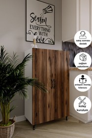 Resim DEWOODY 3 Raflı 4bölmeli Erzak Dolabı Mutfak Dolabı Banyo Dolabı Ayakkabılık Antrasit 