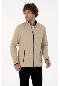 Resim U.S. Polo Assn. Erkek Regular Fit Koyu Bej Polar Örme Hırka 50313779-VR088 