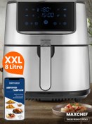 Resim Maxchef 8 Litre Inox Geniş Hazneli Xxl Yeniden Isıtma Fonksiyonlu Airfryer Sıcak Hava Fritözü 