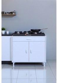 Resim Eliusta Nıvera 80 Cm Mutfak Dolabı Beyaz Ankastre 80x88x56 Cm Ocak Dolabı Tüp Gizleyici Kapaklı Dolap Beyaz 