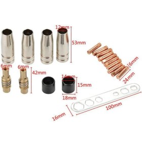 Resim Pandoraplanet Icqurbt Mıg / Mag Aşınma Parçaları Seti MB15 Tel Çapı 0,8 mm Için Uygun Parçalar Gaz Nozulu Nozulu Çubuk Akım Nozulu M6 0,8 mm (Yurt Dışından) 