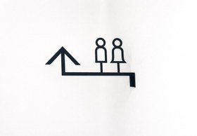 Resim WC Direction Sign - Toilet Sign for Hotel, Café & Restaurant - Women + Men 