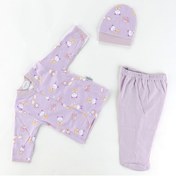 Resim Sebi Bebe Bebe Bebek Pijama Takımı Ayılı 3'lü Kendinden Eldivenli 