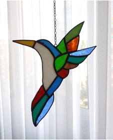 Resim Cam Vitray Pencere Dekorasyonu, Gerçek Cam Rengi Solmaz, Kuş 