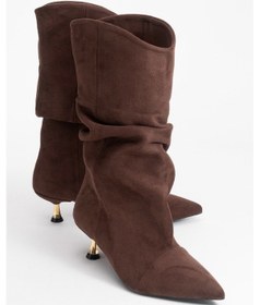 Resim Steın Kahverengi Süet Sivri Burunlu Körüklü Kadın Kısa Çizme Kahve Süet 