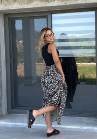 Resim Maxi Boy Kloş Etek Kahve - 38 / Bej 