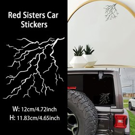 Resim 1 Adet Havalı Yıldırım Desenli Vinil Araba Çıkartması - Su Geçirmez Çizik Kapatıcı, Arazi Sanatı, Kırmızı ve Beyaz Yıldırım Tasarımı, Pencereler & Botlar için Dış Dekoratif Etiket, Araçlar İçin Su Geçirmez Araba Stickerları 