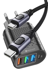 Resim JUDAS C5 Pd (TYPE-C) 3 Port Usb Girişli Adaptör C7 Type-c To Type-c 5a/100w Şarj Kablosu -2mt 