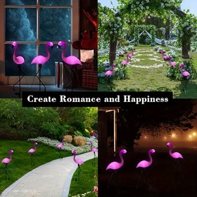 Resim Güneş Enerjili Flamingo Işıklı 1 Adet ve 3'lü Set, Canlı Renklerde Suni Bahçe Dekoru – Avlular, Çimler ve Yollar İçin İdeal Doğum Günü veya Noel Hediyesi 