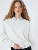 Resim Basic Sweatshirt Bisiklet Yaka Dikiş Detaylı Şardonlu 