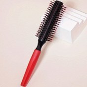 Resim 1 adet Profesyonel Anti-Statik Silindirik Kıllı Kıvırcık Saç Şekillendirme Yuvarlak Tarak - Normal Saçlar için Naylon Diş Masaj Rulo Tarak, Ergonomik Kırmızı Sap, Dayanıklı ABS Plastik, Saç Şekillendirme Aracı, Şık Tasarım, Pürüzsüz Tutma Sapı 