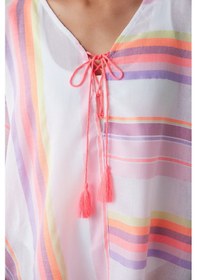 Resim Çizgili Neon Kaftan Çok Renkli 