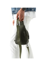 Resim Erkek Bady Bag Göğüs Çantası Kanvas Kumaş Sırt Çantası 27 17 Cm Günlük Omuz Çantası Yeşil 