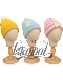 Resim Ahşap Standlı Bebek Kafa Mankeni Bebek Şapka Mankeni Bebek Bere Mankeni 06 Ay 12 Ay Için Uygundur 