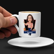 Resim Ders Anlatan Kadın Öğretmen Karikatürlü Kahve Fincanı 