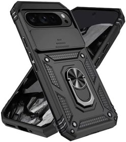 Resim Microcase Google Pixel 10 Pro QUBEC Serisi Kamera Kapaklı Yüzük Standlı Kılıf-AL5117 