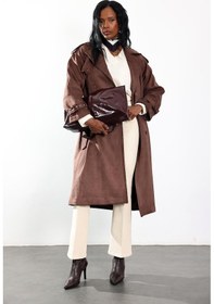 Resim Kahverengi Kruvaze Yaka Süet Kaban 9608 Kahverengi 