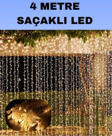 Resim 4 Metre Icicle Şelale Led Perde Işık Sarı Aydınlatma Çok Renkli 