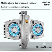 Resim Cordial Alüminyum Cep Telefonu Soğutucu Kelepçe Metalik Gümüş Led Işık Efekti Sıcaklık Kontrol Ekranı Çift Çekirdekli Soğutma 
